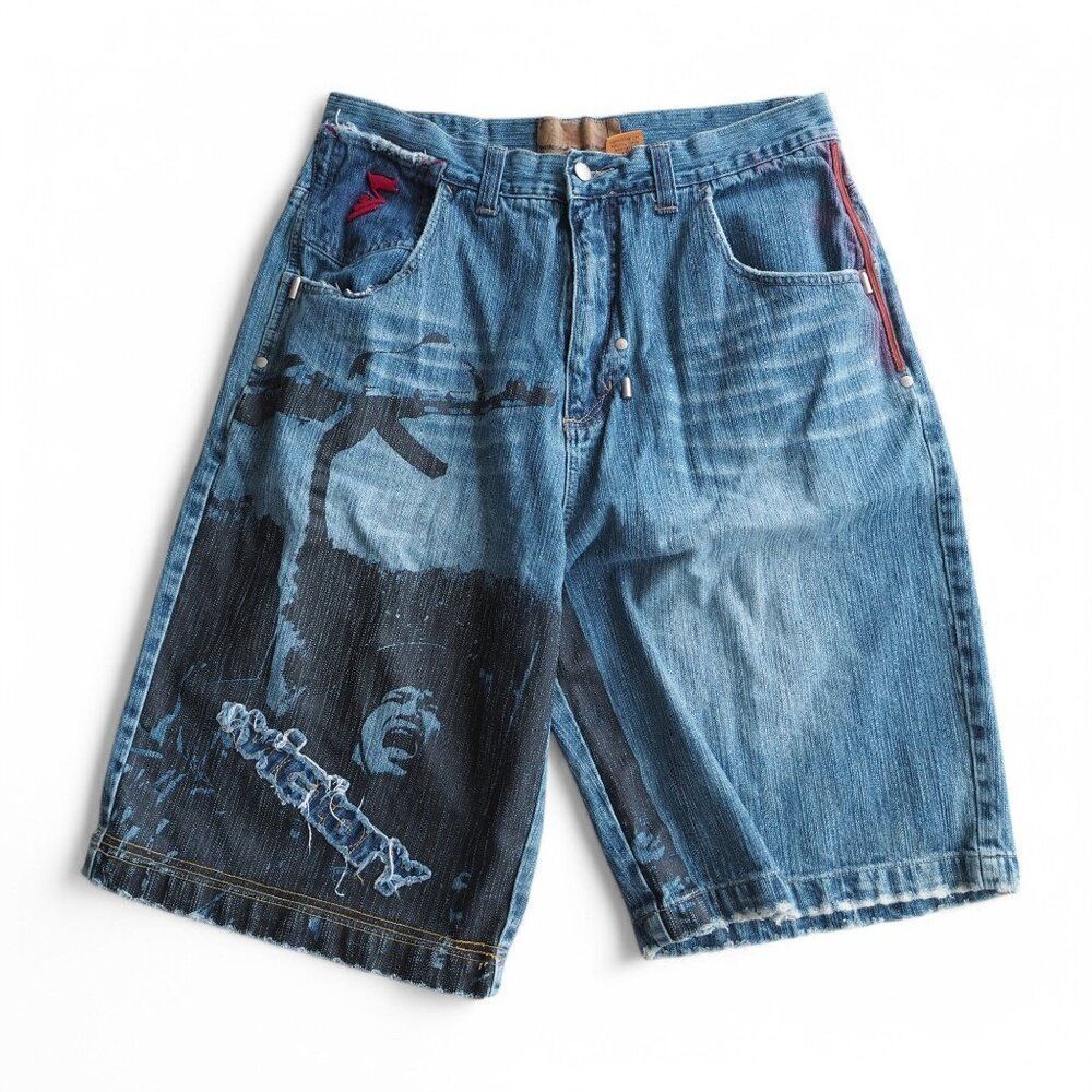 Arme Welcome to the Hood "Victory" Vintage Streetwear Denim Shorts Men's 36 RARE